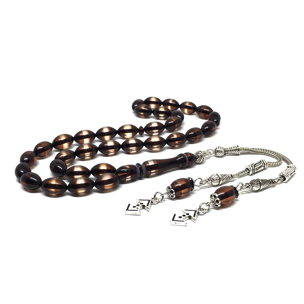 ÇUKUR Kahverengi Sürmeli Toz Kehribar Tesbih 41.53 TL + KDV