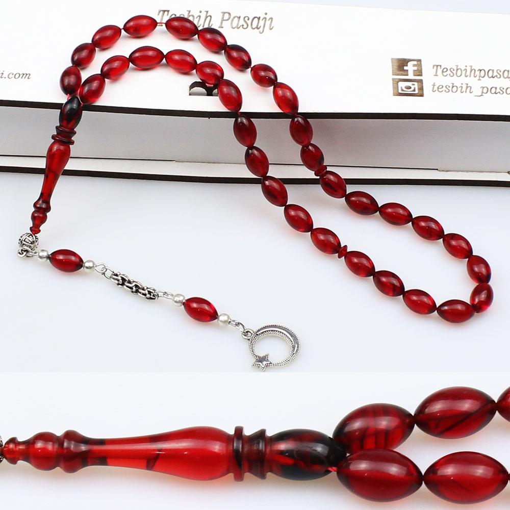 Pressed Fire Amber Prayer Beads
