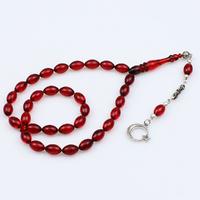  Beyzi Model Kırmızı Ateş Kehribar Tesbih (7 x 11 mm)