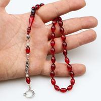  Beyzi Model Kırmızı Ateş Kehribar Tesbih (7 x 11 mm)
