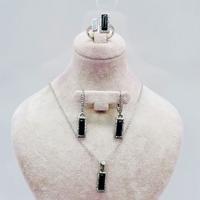  Oltu Taşı İşçilikli 925 Ayar Gümüş Kolye Küpe Yüzük Set