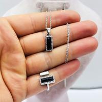  Oltu Taşı İşçilikli 925 Ayar Gümüş Kolye Küpe Yüzük Set