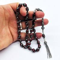 1000 Ayar Gümüş Çeşmi Bülbül İşlemeli Erzurum Oltu Taşı Tesbih