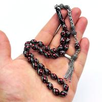 1000 Ayar Gümüş Çeşmi Bülbül İşlemeli Erzurum Oltu Taşı Tesbih