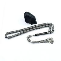 1000 Ayar Gümüş İşlemeli Erzurum Oltu Taşı Tesbih