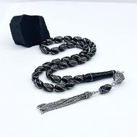 1000 Ayar Gümüş İşlemeli Sertifikalı Oltu Taşı Tesbih