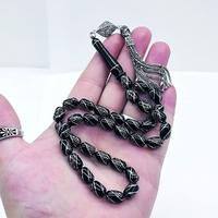 1000 Ayar Gümüş İşlemeli Sertifikalı Oltu Taşı Tesbih