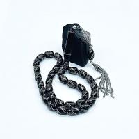 1000 Ayar Gümüş İşlemeli Sertifikalı Oltu Taşı Tesbih