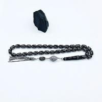 1000 Ayar Gümüş İşlemeli Sertifikalı Oltu Taşı Tesbih