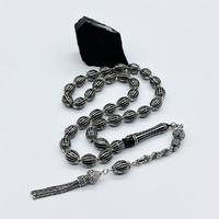 16 Lı Gümüş Karpuz Dilimi İşlemeli Erzurum Oltu Taşı Tesbih