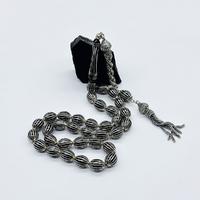 16 Lı Gümüş Karpuz Dilimi İşlemeli Erzurum Oltu Taşı Tesbih