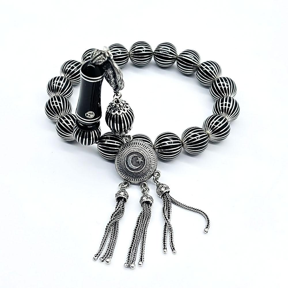 20 Li Karpuz Dilimi Engraved Erzurum Oltu Stone Efe Maskot Prayer Beads