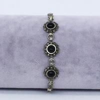 925 Ayar  Gümüş Papatya Oltu Taşı Bileklik