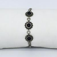 925 Ayar  Gümüş Papatya Oltu Taşı Bileklik