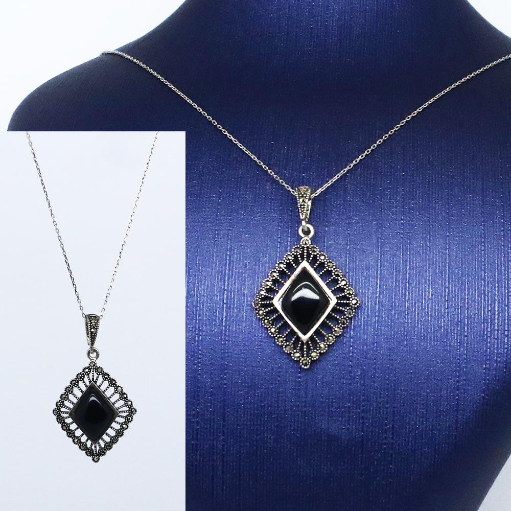 925 K Silver Women's on Oltu Stone Necklace
