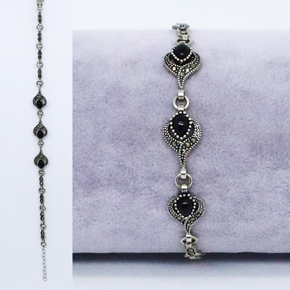 925 K Silver Women's on Oltu Stone Bracelet