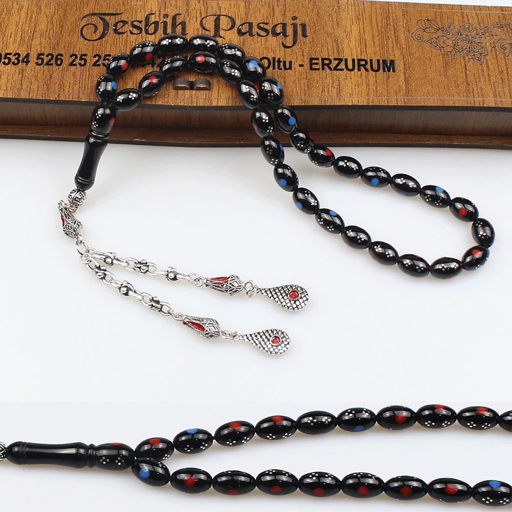 925 K Silver Engraving Orijinal Oltu Stone Prayer Beads
