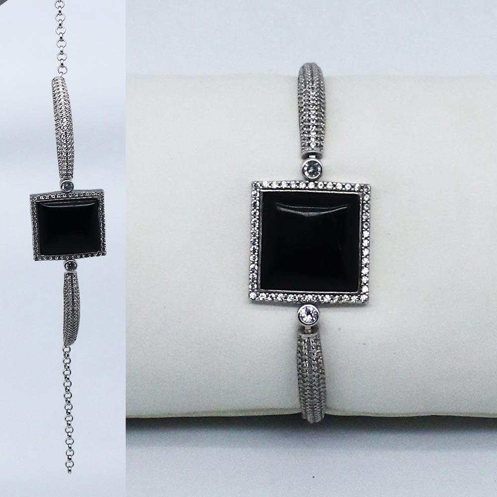 925 K Silver Women's on Oltu Stone Bracelet