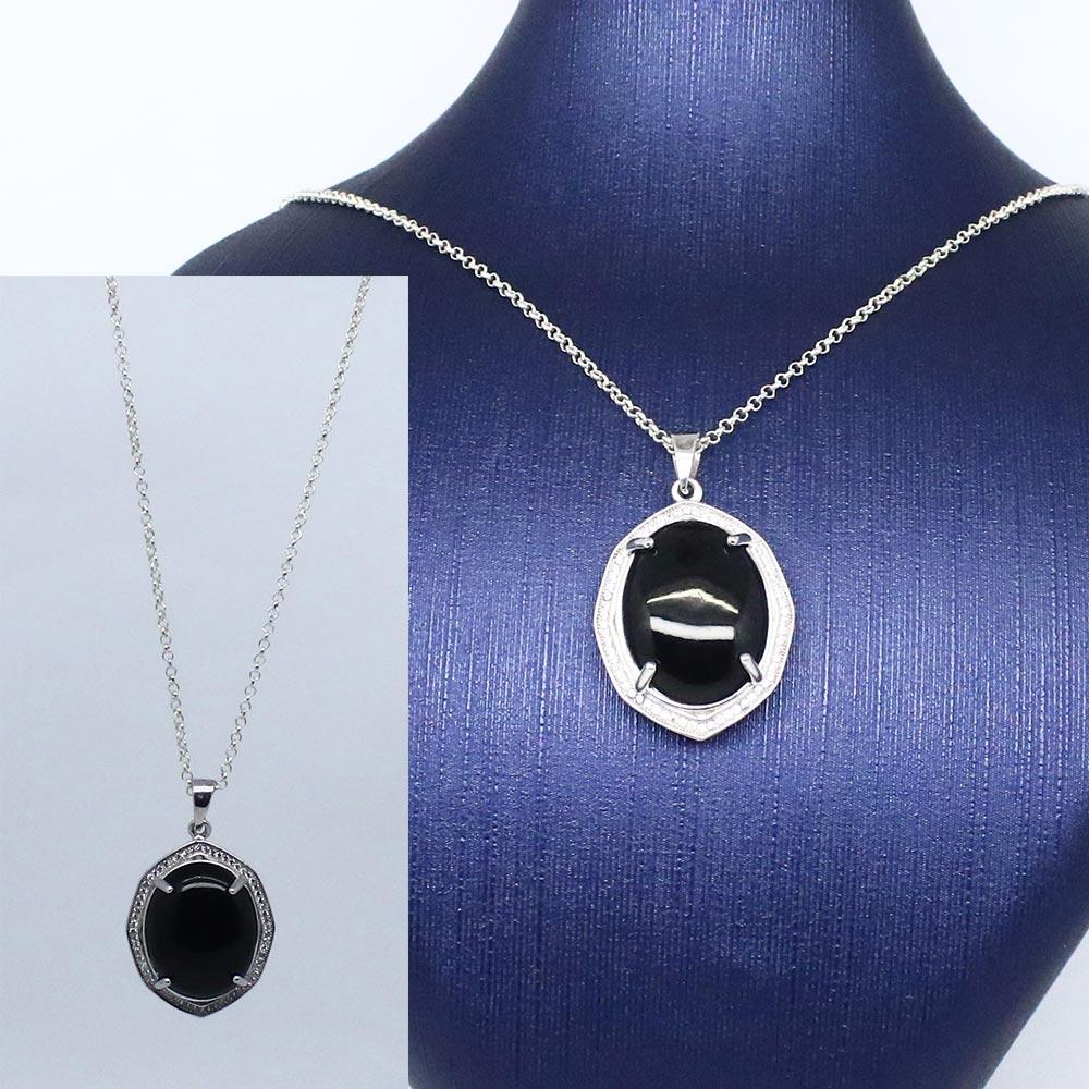 925 K Silver Women's on Oltu Stone Necklace
