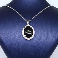 925 Ayar Gümüş Zirkon Ve Oltu Taşı   Kolye