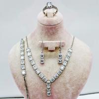 925 Ayar Gümüş Su Yolu Bileklik Kolye Küpe Yüzük Set 