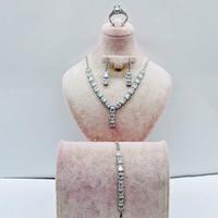 925 Ayar Gümüş Su Yolu Bileklik Kolye Küpe Yüzük Set 