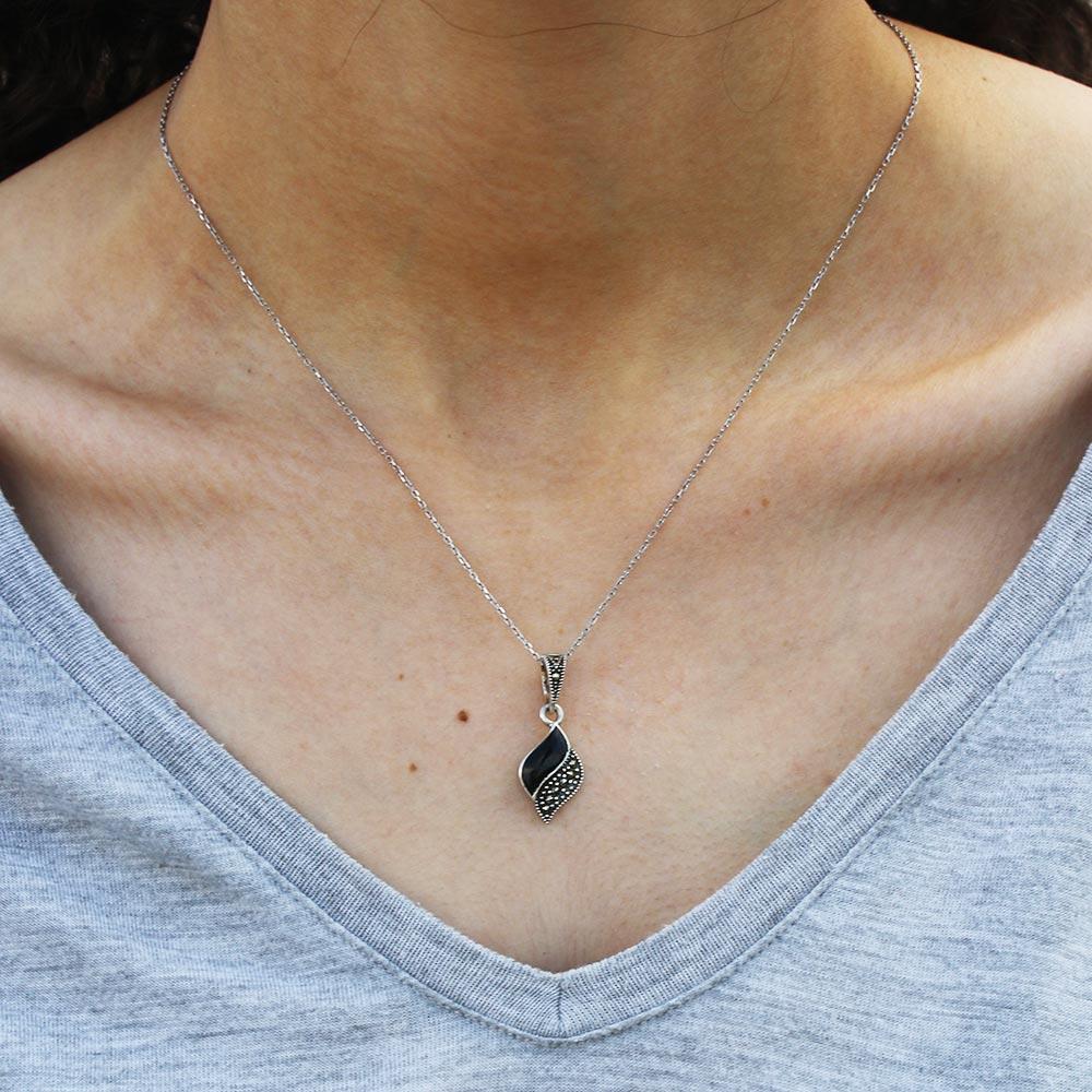 925 K Silver Women's on Oltu Stone Necklace