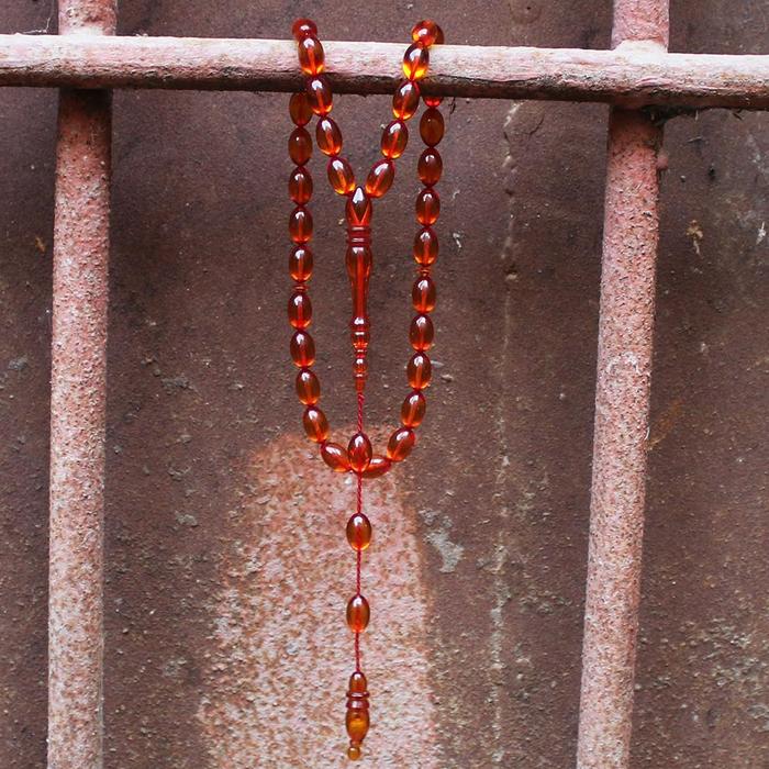 Bal Rengi Beyzi Sıkma Kehribar Tesbih