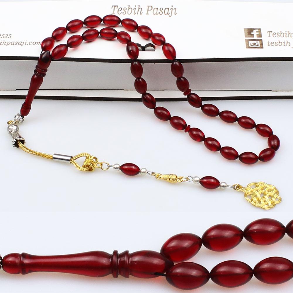 Pressed Fire Amber Prayer Beads