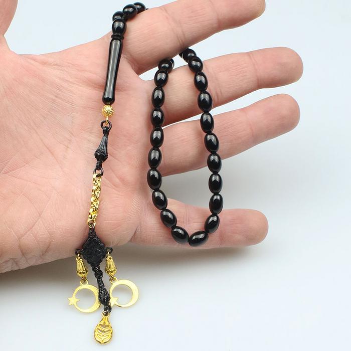 Beyzi Model Sade Orijinal Oltu Taşı Tesbih