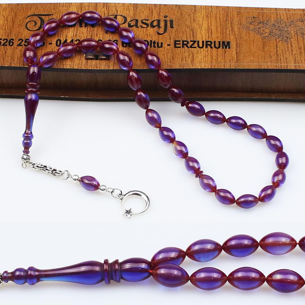Pressed Fire Amber Prayer Beads