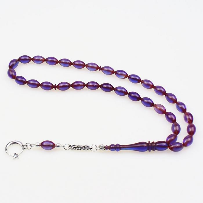 Beyzi Parlement Mavisi Ateş Kehribar Tesbih