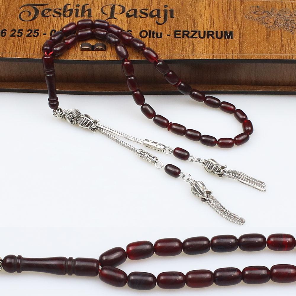 Pressed Fire Amber Prayer Beads