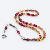 Bilek Boy Şeffaf Dalgalı Renk Ateş Kehribar Tesbih