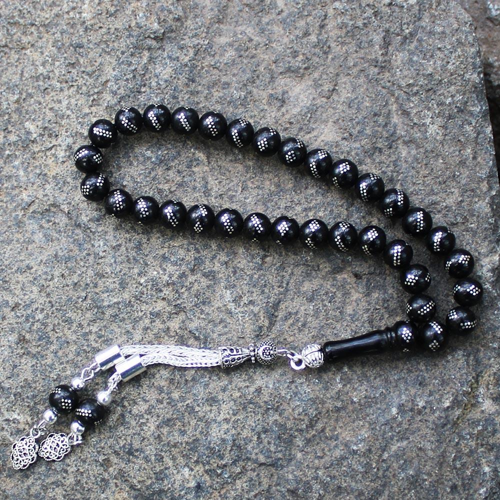 Silver Engraving Gürcistan Oltu Stone Prayer Beads