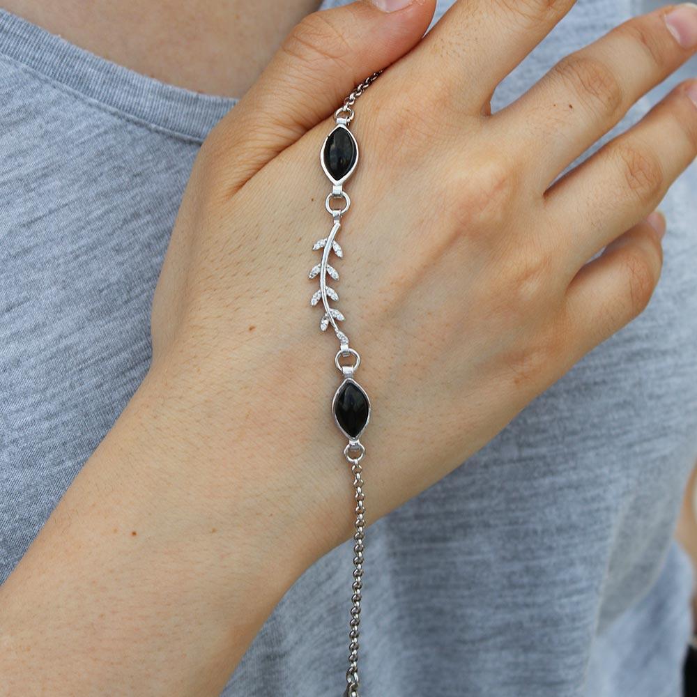 925 K Silver Women's on Oltu Stone Bracelet