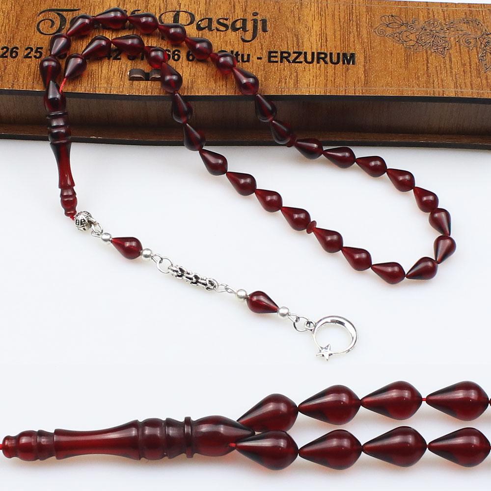 Pressed Fire Amber Prayer Beads