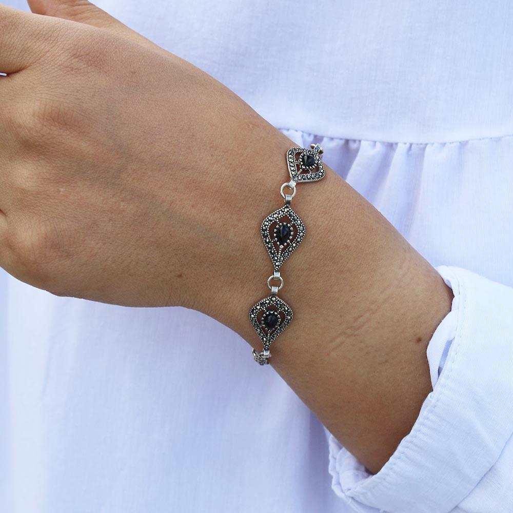 925 K Silver Women's on Oltu Stone Bracelet