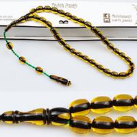 Eskitme Model Özel Kesim Bal Renk Sıkma Kehribar Tesbih (9 x 11 mm)