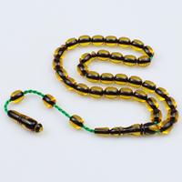 Eskitme Model Özel Kesim Bal Renk Sıkma Kehribar Tesbih (9 x 11 mm)