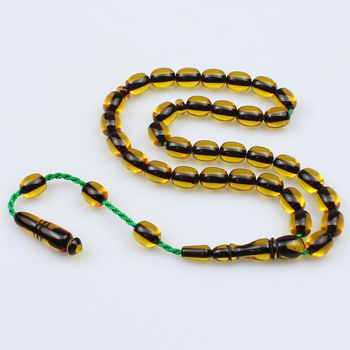 Eskitme Model Özel Kesim Bal Renk Sıkma Kehribar Tesbih (9 x 11 mm)