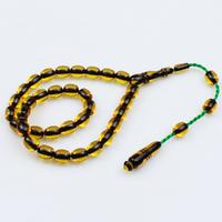 Eskitme Model Özel Kesim Bal Renk Sıkma Kehribar Tesbih (9 x 11 mm)