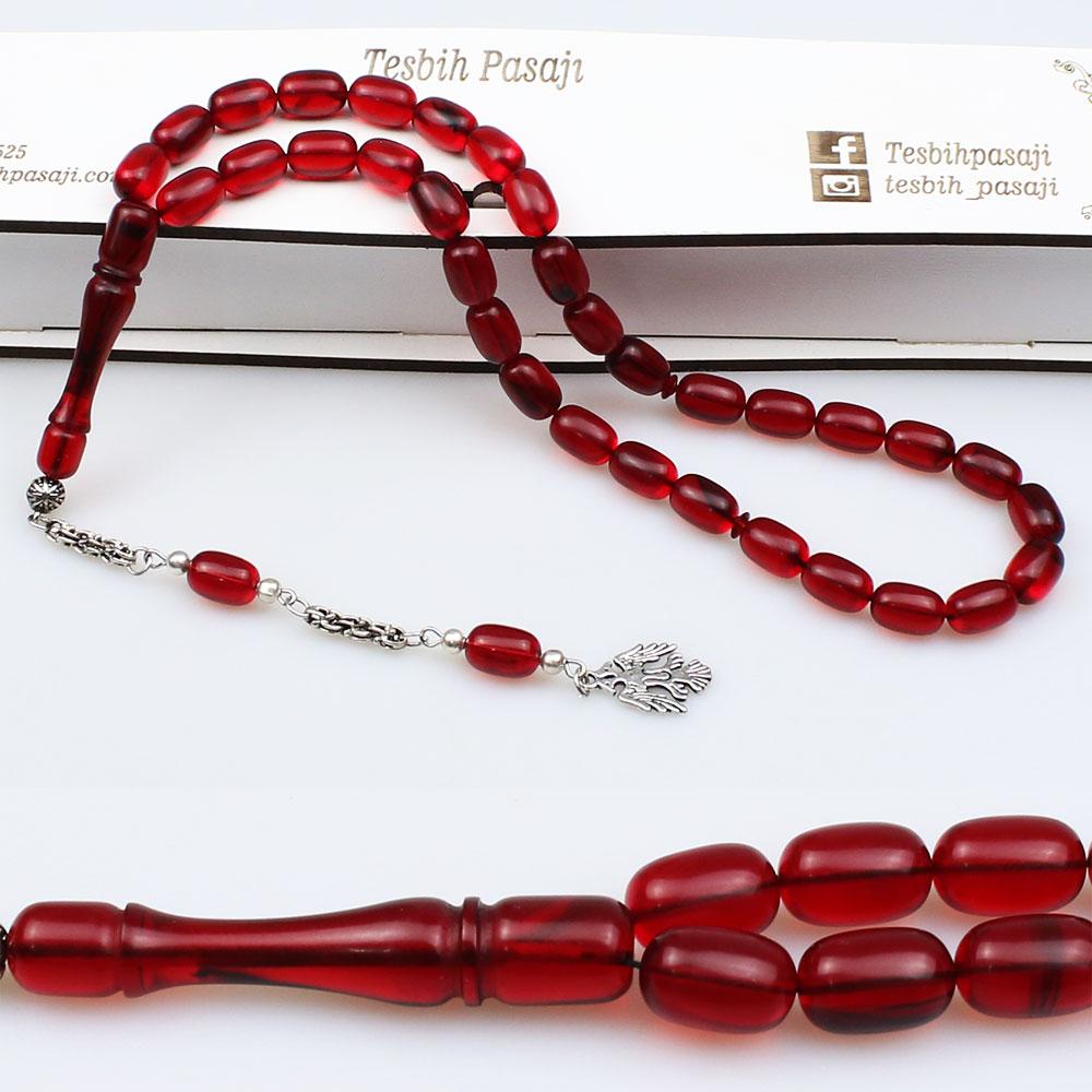 Pressed Fire Amber Prayer Beads
