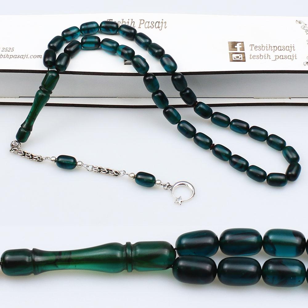 Pressed Fire Amber Prayer Beads