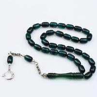 Kapsül Model Koyu Yeşil Ateş Kehribar Tesbih (8 x 12 mm)