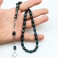 Kapsül Model Koyu Yeşil Ateş Kehribar Tesbih (8 x 12 mm)