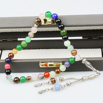 Karışık Renk Ve Özellikte Doğal Taş Tesbih (8 x 8 mm) TP001614