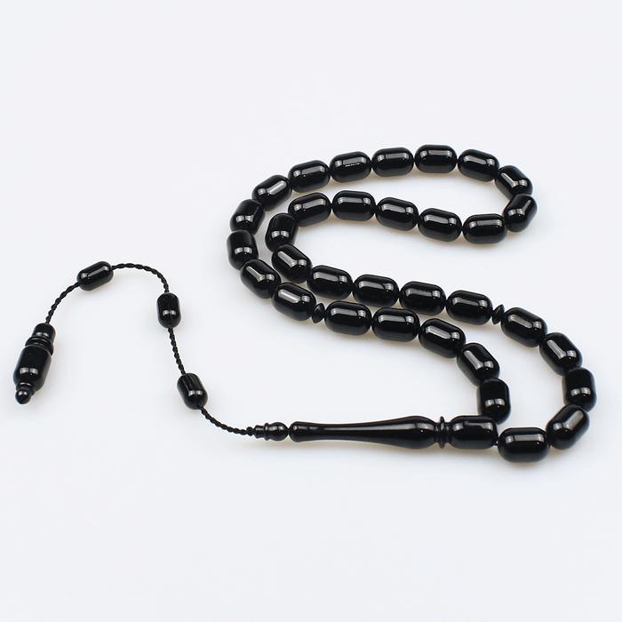 Kumpaslı Sistemli Kapsül Kesim Orijinal Oltu Taşı Tesbih