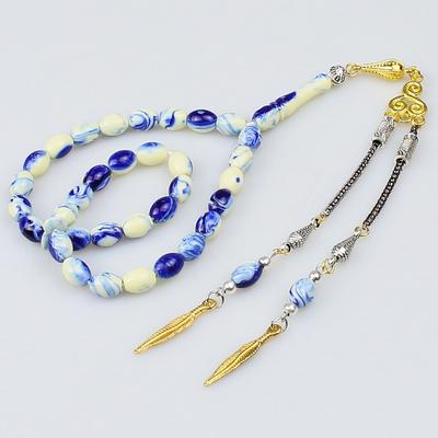 Mavi Beyaz Karışımlı Kokulu Sıkma Toz Kehribar Tesbih