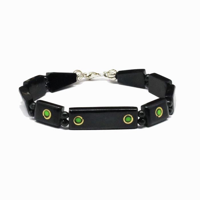 Oltu Taşı Üzeri İşleme Motifli Bileklik